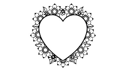 A  heart surrounded by a floral wreath symbolizing love and affection in a simple yet elegant design