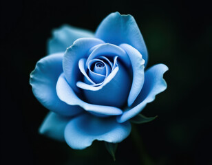 Close-up of a Stunning Blue Rose in Full Bloom