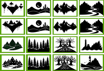 Naklejka premium set of many landscape design vector icons