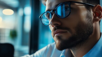 Obraz premium portrait of a handsome businessman in the office, businessperson in the office