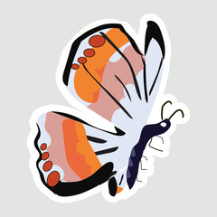 Colorful Butterfly Vector Illustration Sticker. A stunning butterfly sticker with vibrant colors and artistic wing details. Perfect for nature lovers, crafts, and creative projects
