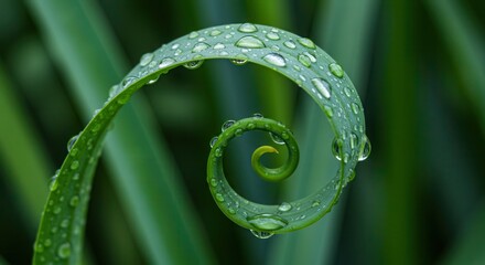 Leaf Curl with Water Droplets Macro Close-up Nature Growth