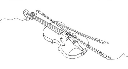 Obraz premium Minimalist Black and White Violin and Bow Drawing