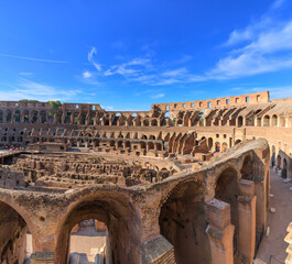 Interior view of the Colosseum in Rome, Italy.