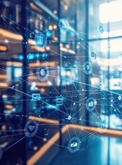 Naklejka premium Abstract network connection in modern office.