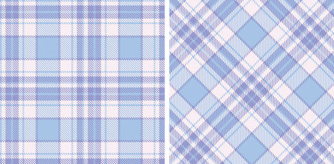 Neon Powder Blue Seamless Tartan with Light Very Light Pink accents Fabric Design