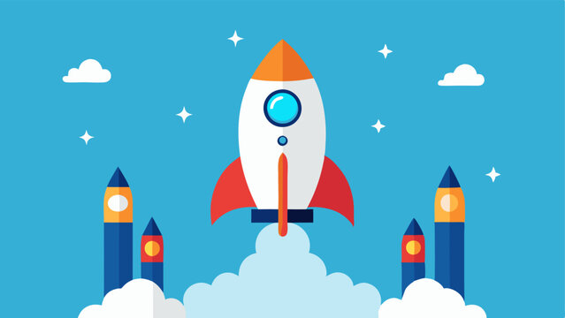 Rocket Launch A rocket preparing for launch with various smaller goals represented as fuel boosters. The illustration demonstrates how setting smaller achievable goals propels one