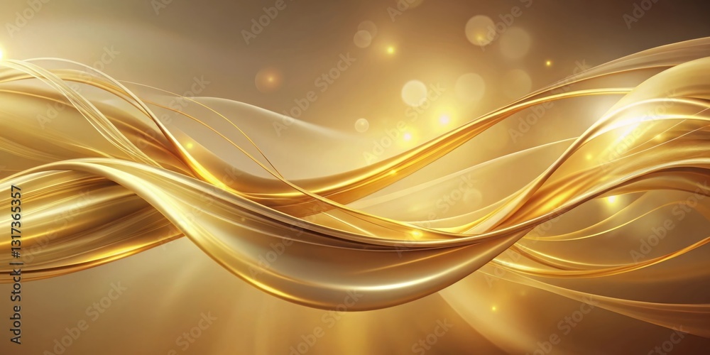 Poster abstract golden swirls with a blurry background of sparkling lights