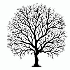 Obraz premium very simple flat and minimalist Tree Branches silhouette in black on a white background