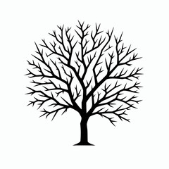  very simple flat and minimalist Tree Branches silhouette in black on a white background