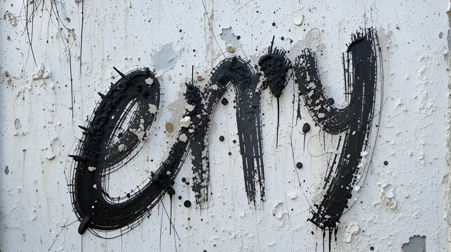 White wall with black paint inscription trumpery on it