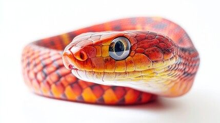 Obraz premium A close-up shot of a snake's head on a white background, ideal for use in science and nature educational materials