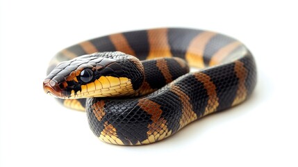 Obraz premium A close-up view of a snake's head and body on a white background