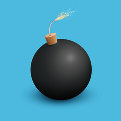 Classic Cartoon Bomb with Fuse Illustration