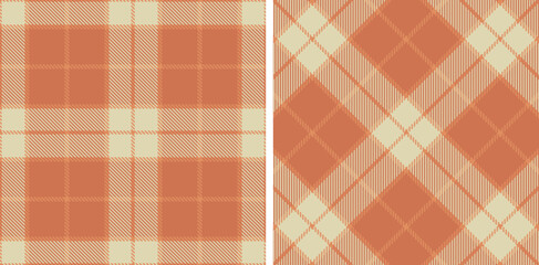 Cool Dark Peach Seamless Tartan with Rich Beige accents Fabric Design