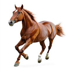 Naklejka premium Stunning Chestnut Horse Running on white background