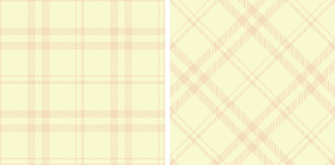 Bright Light Peach and Deep Pale Seamless Tartan Fabric Design