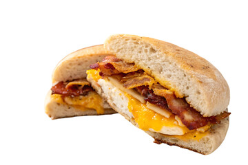 cut bacon cheese egg sandwich