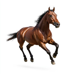 Fototapeta premium Stunning Bay Horse Running Image on white background