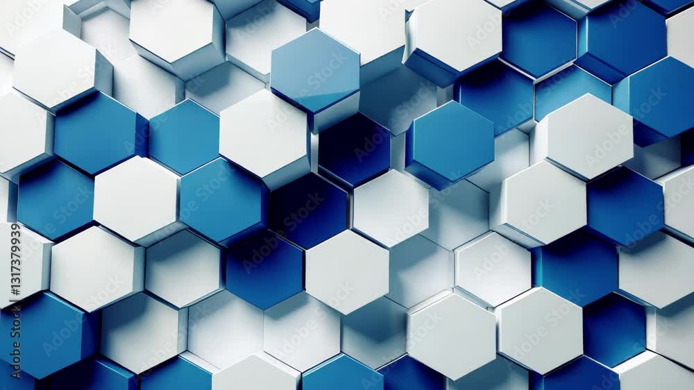 Wall mural dynamic abstract geometric design featuring a blue and white hexagonal pattern, abstract geometric b