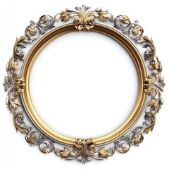 Ornate gold and silver circular frame isolated on white. (2)
