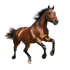 Obraz premium Running Brown Horse Image on white background