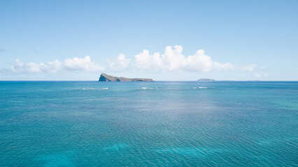 Stunning aerial view of Gunner's Quoin (Coin de Mire) Island, Mauritius