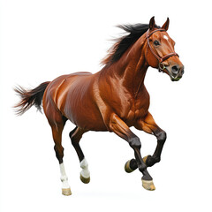 Obraz premium Stunning Brown Horse Running on white background