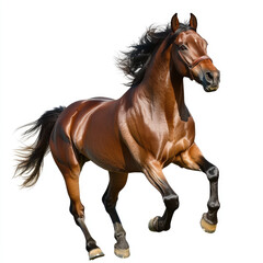 Brown Horse Running Equine Image on white background