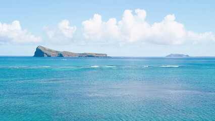 Stunning aerial view of Gunner's Quoin (Coin de Mire) Island, Mauritius