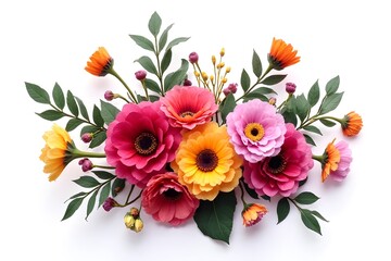 Vibrant Colorful Floral Arrangement on White Background