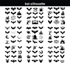 Set of bat silhouettes Collection of halloween bats silhouettes