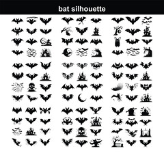 Set of bat silhouettes Collection of halloween bats silhouettes