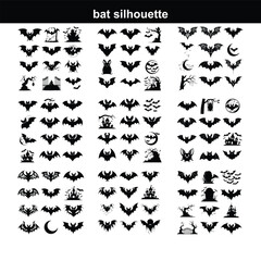 Set of bat silhouettes Collection of halloween bats silhouettes