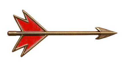 Vintage Red and Gold Arrow Isolated on Transparent Background

