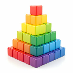 Obraz premium Colorful Wooden Blocks Stacked High Fun Playful Building