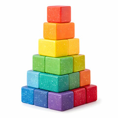 Colorful Wooden Blocks Stacked High Fun Playful Building