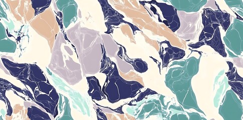 Fototapeta premium Digital marble seamless texture pattern, with colors pastel blue, white, green, brown, and purple