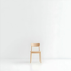 Minimalist Wooden Chair Against Bright White Background Interior Design