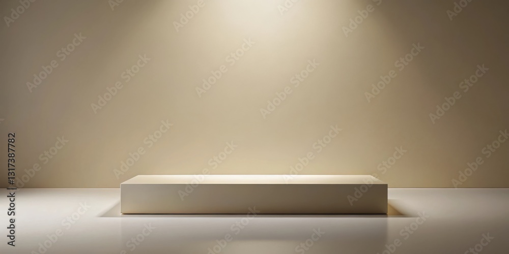 Poster a simple, clean, and minimalist podium with a soft spotlight illuminating the platform, creating a m