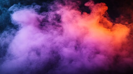 Colorful smoke swirls on black background