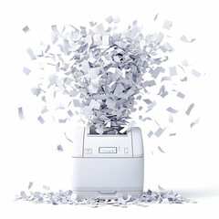 Paper Explosion from Shredding Machine with Flying Shreds