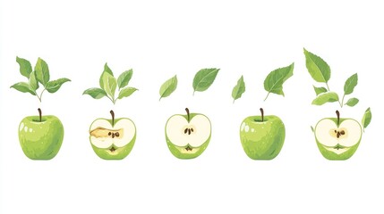 Apple Growth Stages, Illustration, Fruit Development, Educational Visual
