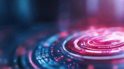Abstract futuristic interface with concentric circles and glowing elements