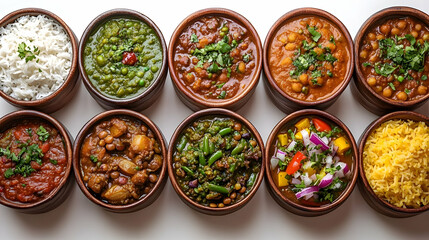 Indian cuisine variety bowls