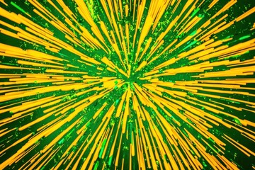 Fototapeta premium Yellow bursts radiate outward on a dark green background, creating a dynamic effect