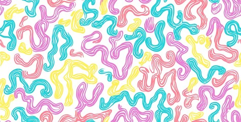 Abstract Colorful squiggles and doodle line art Seamless pattern