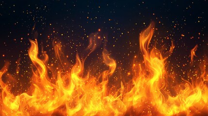 Fototapeta premium Vivid flames against a dark background symbolizing energy and intensity