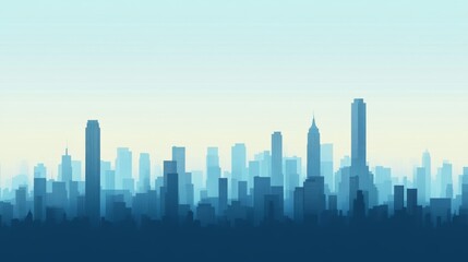 Urban skyline cityscape at dawn with skyscrapers and modern architecture