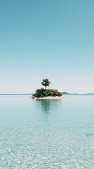 Island, tree, lake, clear sky
